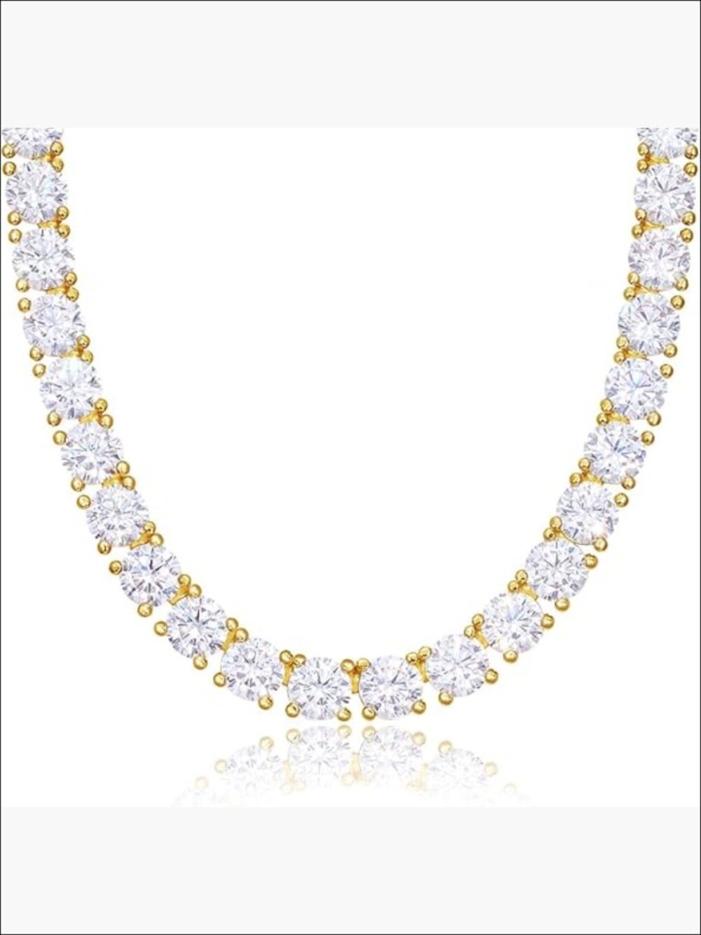 14K Gold Plated Tennis Necklace, Cubic Zirconia Choker, Lobster Clasp